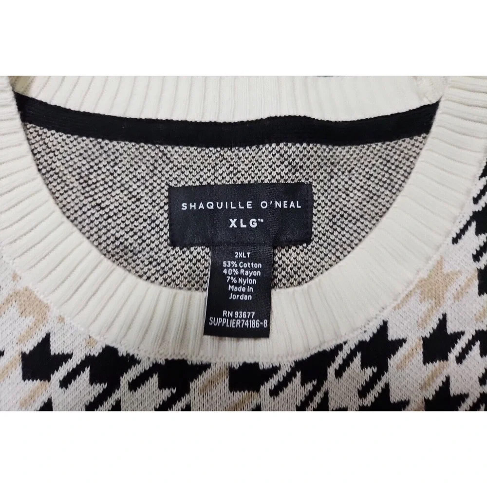 Shaquille O'Neal XLG Big‎ & Tall XXL Crew Pullover 2XL Sweater Houndstooth *EUC*